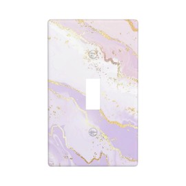 Decorative Wall Plate Pastel Pink Purple Gold Marble Switch Cover Single Gang Toggle 4.5 x 2.76 Inch PC Plastic Electrical Receptacle for Home Depot Flat Bathroom