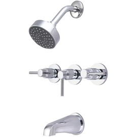 Central Brass 8968-M1 Brass Single Function Standard Showerhead Three Handle Tube & Shower Set in Chrome