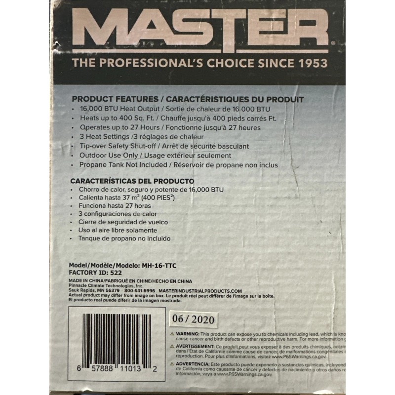 Master 16000 Btu Tank Top Lp Heater