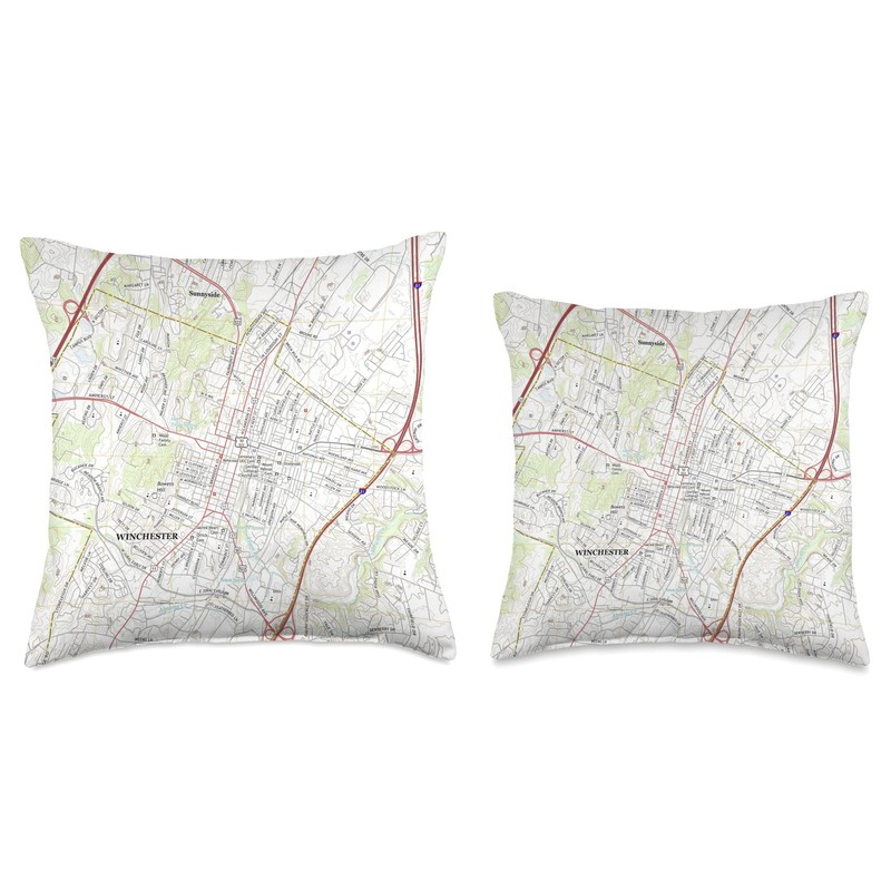 Winchester VA Map (2016) Throw Pillow