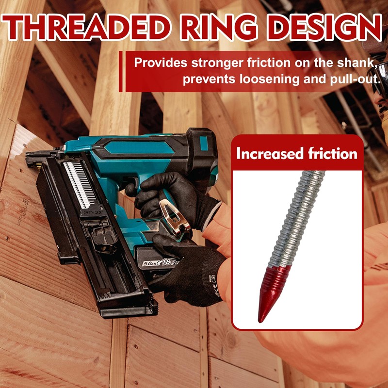 FMhotu 21 Degree Framing Nails 2" x .113" 1000PCS Ring