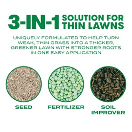 Scotts Turf Builder Thick'R Lawn Tall Fescue Mix - Combination Grass Seed, Lawn Fertilizer and Soil Improver, Thickens Thin Grass, Covers 1,200 sq. ft, 12 lb.