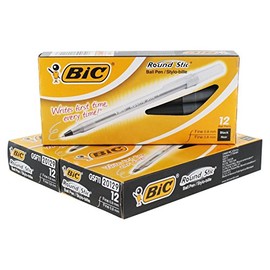 BIC Round Stic Ballpoint Pen Fine Point 0.7mm Black Ink Pack of 36