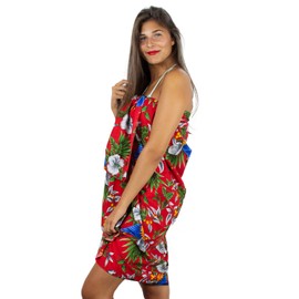 V.H.O. Funky Hawaii Sarong Pareo Cover-Up One Size Unisex Cherry Blossom Parrot Leaves Multiple Colours, red