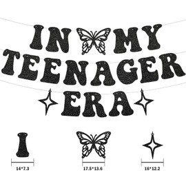 13th Birthday Decorations for Girls In My Teenager Era Banner for Teenager Birthday Decorations In My Teenager Era Birthday Decorations Black Glitter