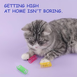 KOLZEMV Pack of 30 Cat Toy, Colourful Creative Plastic Spiral Feathers, Spiral Toy, Novelty Pets Toy, Colourful Spiral Feathers Spring Spiral for Cats