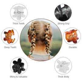Mini Flower Hair Clip Flower Clips,Colorful Mini Hair Claw Small Hair Clips,Baby Hair Clips Toddler Hair Clips for Women Girls Bangs Strong Grip Tiny Flower Hair Clips (100, Black, brown, white)
