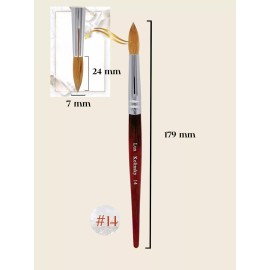 Lux 100% real Kolinsky Acrylic Nail Brush Round size 8 10 12 14 16 18 20 22 - Size 14
