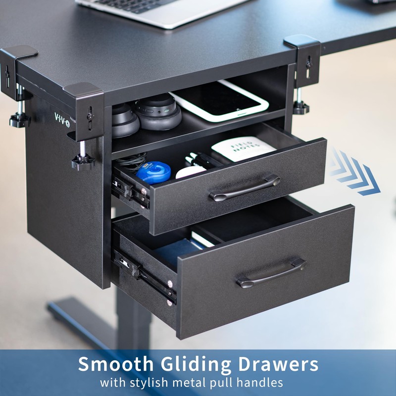 VIVO Corner Clamp-on Under Desk Drawer and Shelf System, Office