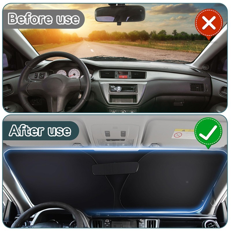 XQMMGO Sonnenschutz Auto Frontscheibe, Auto Sonnenblende, Faltbar Sonnenschirm Auto Frontscheibe