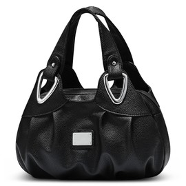 DIRRONA Women's Handbag Shoulder Bag Compact Tote Bag Casual Wrist Bag Waterproof PU Leather Women's Handbag Flower, black