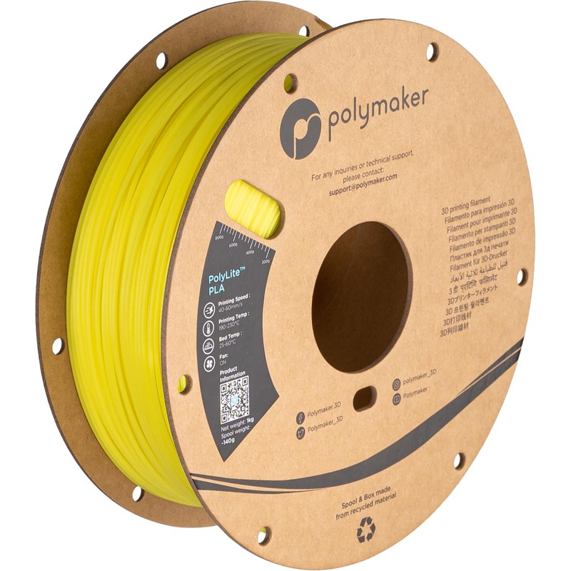 Polymaker PolyLite Luminous PLA Filament, Luminous Yellow 1.75mm 3D Printing