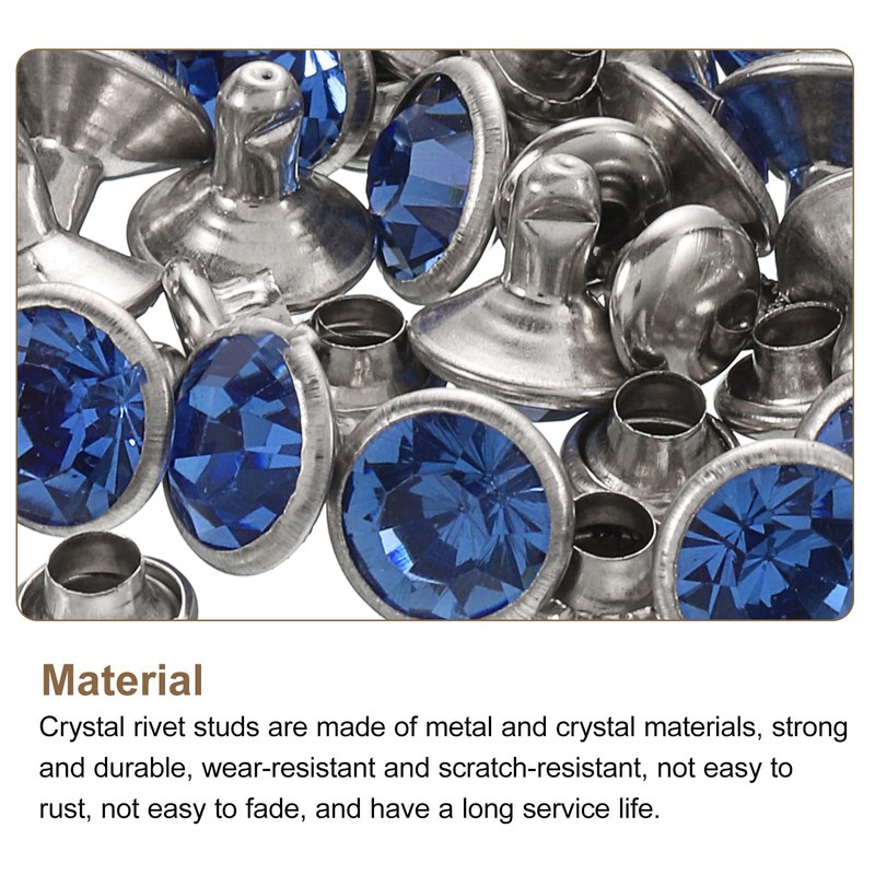 sourcing map 80 Pcs Light Blue Rhinestone Rivets, 8mm/0.31" Leathercraft