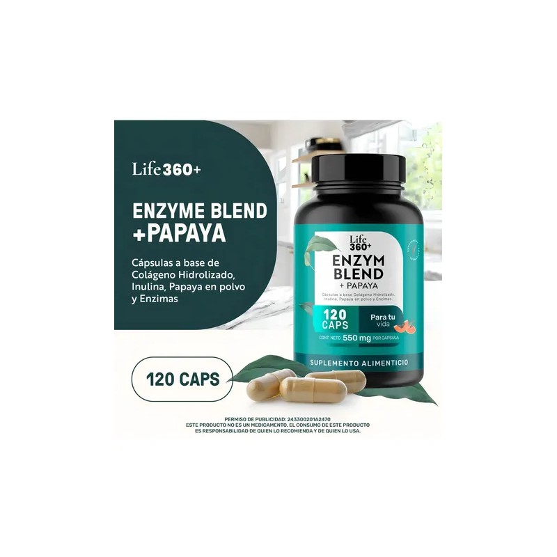 Enzimas Digestivas Bromelina Papaína 120 Cápsulas | LIFE360+