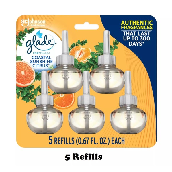 Glade Plugins Refills Air Freshener, Scented and Essential Oils, Coastal