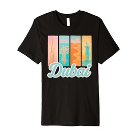 Dubai Pastel Brushstroke Art with Burj Khalifa and Desert Premium T-Shirt