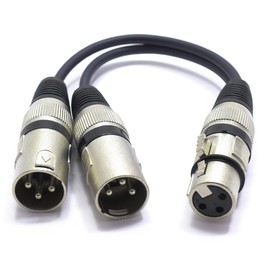 VITALCO XLR Splitter Audio Adapter XLR Female to 2x Male 3-Pin Splitter Cable Y Cable Tailer Female to Dual Male