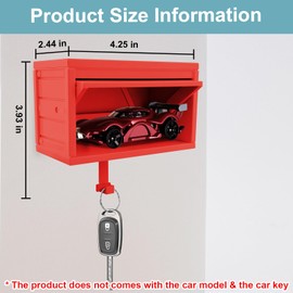 Key Holder for Wall, Car Garage Key Holder with Opening Door, Lock Opener Organizer Wall Mount, Small Toy Car Garage with Opening Door, Easy Installation Keys Rack for Entryway - Red