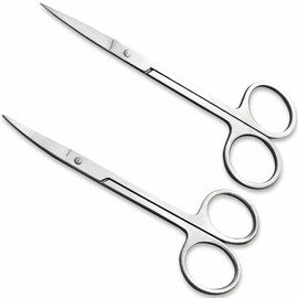 Curved Scissor and Straight Scissor，Moustache Trimmer,Eyebrow and Nose Hair Scissors,Curved and Rounded Facial Hair Scissors - Moustache Scissor, Eyebrow Trimmer Scissors Stainless Steel Set