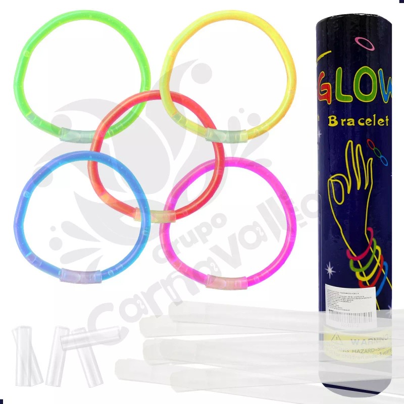 Grupo Carnavallia 100 Pulseras Neón Fosforescente Glow Stick Fiestas Eventos
