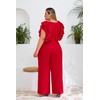 VERWIN Plus Size Ruffle Women's Jumpsuit Plain Full Length Romper