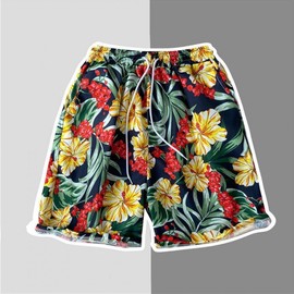 Men's Beach Hawaiian Swim Trunks Pants Navy 2ea