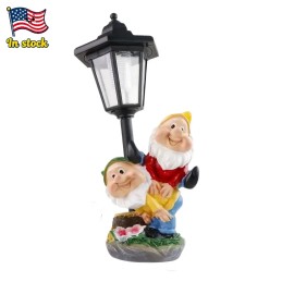 Solar-Powered Garden Gnome Light with Happy Elf Couple, Outdoor Waterproof LED Lamp for Yard or Patio DecorColor: As picture, Size: One Size