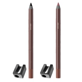 Pricyru 24 Hr Waterproof Eyeliner Double Sharpenable Eye Pencil, No Smudging, Fading, Smooth and Easy to Color (Black+purple red)