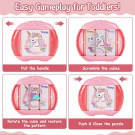 Givzan 3D Rotating Puzzles for Kids 3 4 5 6 7 8 Year Old, 4 Puzzles in 1, Toddler Toy for Travel, Car, Airplane, Road Trip Activities, Fine Motor Skills, Fidget, Boys & Girls Gifts