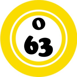 Kiwi Gifts O 63 O63 Bingo Ball - 3 Pack Circle Stickers 3" x 3" - Hobby Number Board Lucky