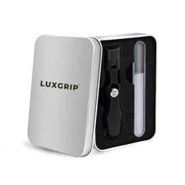 LuxGrip German Nail Clipper for Thick, Ingrown Nails. Wide Open Toenail Clippers for Seniors. No Splash - Black