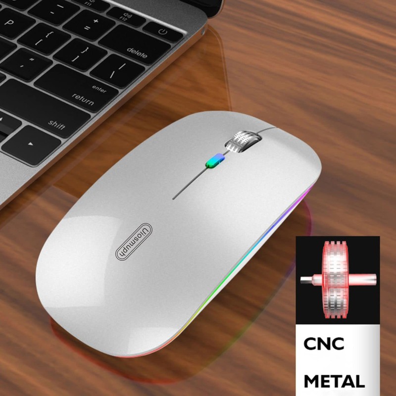 Uiosmuph LED Wireless Mouse, G12 Slim Rechargeable Silent Mouse, 2.4G