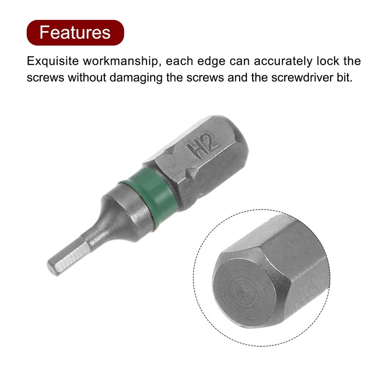 sourcing map 8 x H2 hexagonal screwdriver bit, 2 mm,