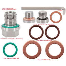 Dsnaduo M14.1-1.5 x 15mm Oversize Piggyback Oil Drain Plug, Stainless Steel Self Tapping Oil Pan Thread Repair Kit