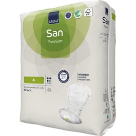 ABENA Abena San 4 Incontinence Pads Women and Men | 800ml Absorbency | 30 Pack | Fast Absorbing Incontinence Products, Discreet & Effective Shaped Incontinence Pads for Men/Women.