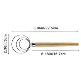 Dough Mixer Stainless Steel Whisk Wooden Handle Handmade Dough Mixer for Kitchen Cooking Baked Pastries Danish Dough Whisk