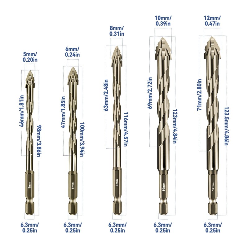 Four-Flute Sawtooth Eccentric Drill Bit, Four Edged Serrated Drill Bit