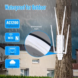 FLASHOWL WLAN Aussenantenne, 1200mbps Outdoor WLAN Access Point, WiFi-Repeater für den Außenbereich, Dual Band Outdoor WLAN Verstärker, Garten Wi-Fi-Signalverstärker Wetterfester WLAN Antenne Outdoor