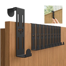 Quirlig Door Hooks for Hanging, Set of 10 Clothes Hooks, Door Solid Hooks, Versatile Door Coat Rack for Hanging, Flexible Door Wardrobe, Door Hooks for Home, Office, Black