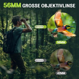 Aurosports 15 x 56 Binoculars for Adults - HD Binoculars for Bird Watching Large View with BAK4 Prism Low Light Vision - Easy Focus Lightweight Binoculars for Hunting Hiking Cruise Travel (Black)