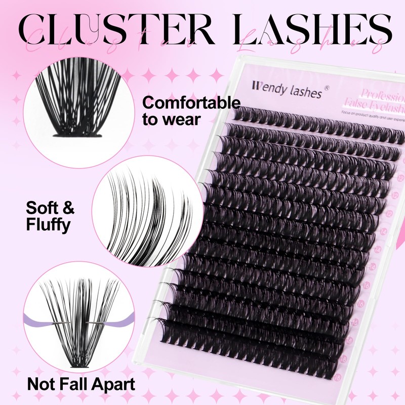 Eyelash Extensions Set, Natural 60D Eyelash Clusters, D Curl, Lash