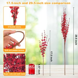 Wootkey 10Pcs 17.5'' Red Flowers Artificial Jasmine Flowers Faux DIY Floral Art Red Berries Christmas Decor, Happy New Year Table Centerpieces Home Office Wedding Bouquets Party Vases Decorations