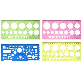 VViViD Plastic Geometric Drawing Template and Ruler 2-Piece Bundle (Random Colors)