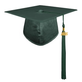 GraduationMall Shiny Adult Graduation Cap with 2025 Tassel for High School and Bachelor Forest Green