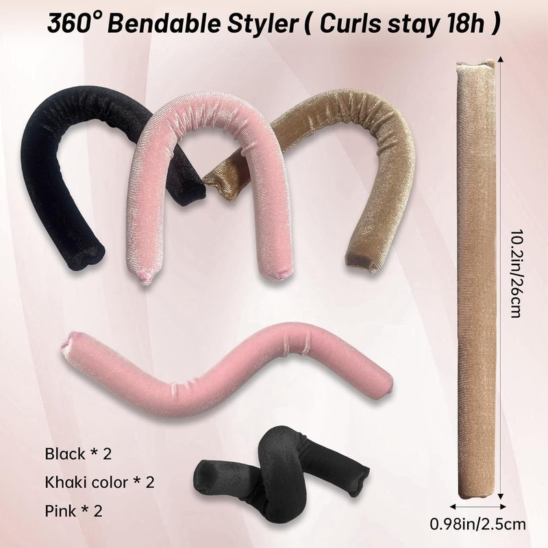 6Pcs Heatless Curlers,Heatless Blowout Rods