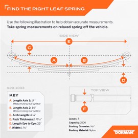 Dorman 929-1033 Utility Trailer Leaf Spring, Eye/Eye, 1 3/4" Width, 26" Length, 4 1/4" Arch, 5 Leaf, 2500lb Capacity