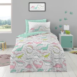 GC GAVENO CAVAILIA Dinosaur Duvet Cover Set - Soft Polycotton Breathable Quilt Covers - Reversible Bedding Set with Pillowcase - Kids Bed Cover (135 x 200 cm), Multi