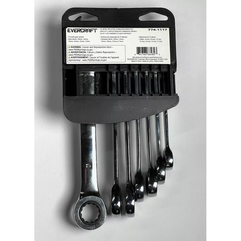 Evercraft New EVERCRAFT 7 Piece Racheting Wrench Set Metric Polished