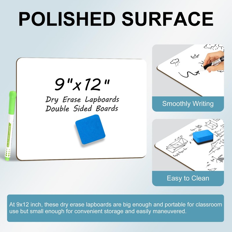 2 PC Small White Board Dry Erase Classroom Pack Boards