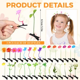 Tigeen 100 Pcs Rave Sprouts Bean Sprout Funny Hair Clips Mixed Style Plant Hairpins Hair Accessories for Home Party Irish(Sweet)
